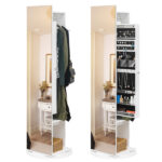 Jewelry Armoire with Full Length Mirror 360° and Large Capacity Jewelry Organizer Armoire, Mirror with Jewelry Storage, Coat Rack Multi Storage Shelves - Image 6