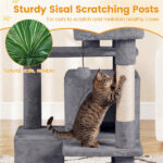 52" Tall Cat Tree Tower with Perches & Condos, Multi-Cat Playground with Scratching Posts (Light Gray) - Image 4