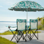 Portable Outdoor 2-Seat Folding Chair with Removable Sun Umbrella Pineapple - Image 3