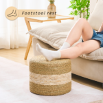 Handmade Woven Foot Stool Natural Seagrass Ottoman for Home Decor & Seating - Image 3