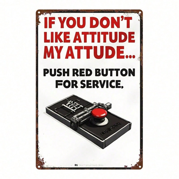 CIFbuy 1PC Red Button Trap Metal Sign, Classic Character" Humorous Creative Plaque, Vibrant Colored Waterproof Wall Decor, Vibrant Colored Waterproof Wall Decor, Easy Mount Classic CharaikTok, Classic CharaikTok, t Self-pickup Logiopics