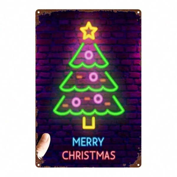 ee66376d-aba1-4a84-99a2-7a54e89bd820.png CIFbuy Retro Metal Christmas Tree Wall Sign 1Pcs 8x12 Inch 2D Flat Iron Plaque Multicolor Merry Christmas Text Glow In The Dark Neon Ef TikTok, TikTok, n Ef Self-pickup Logiopics - Image 1