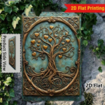 CIFbuy Vintage Tree Of Life Metal Wall Art, Turquoise Blue Golden Heart 2D Flat Metal Sign, 8x12in Waterproof Pre-Drilled Home Decor TikTok, TikTok, r Self-pickup Logiopics - Image 3