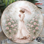CIFbuy 1pc Victorian Lady & Roses Round Wall Plaque, "" Roses Round Wall Plaque, Wall Plaque, Vintage 2D Flat Frameless Hanging Plate TikTok, Temu Self-pickup Logilaics