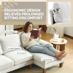 U-Shaped Convertible Sectional Sofa with 2 Chaise Lounges, 4-Seater Modular Couch with Removable & Washable Chenille Covers, 111.4" L x 48.4" D x 33.1" H L-Shaped Couches for Living Room Apartment, Wood Grain Legs, Off White - Image 5