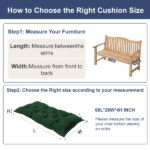 Outdoor Bench Cushion, 60 × 20 × 4 Inch, Tufted Waterproof Swing Cushion with Ties, for Patio Bench or Window Seat - Image 2