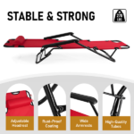 Portable Dual Purposes Extendable Folding Reclining Chair Red - Image 2