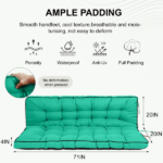 Outdoor Swing Cushions 70 Inch, Waterproof 4" Thick Porch Swing Cushion Replacement with Backrest and Ties, Comfortable 2-3 Seat Pation Swing Pad for Backyard, Garden, Lawn, Outdoor Furniture acid blue - Image 3