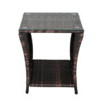 Glass Surface Brown Gradient Iron Frame Rattan Side Table - Image 3