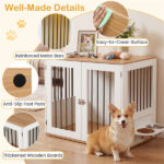 Furniture Style Dog Crate with 360° Rotating Feeder & 304 Stainless Steel Bowls, Double Locking Indoor Dog Kennel - Image 10