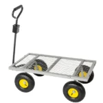 3-in-1 Oversized Steel Garden Cart , 880lbs Pullable Mesh Metal Garden Cart, All-Terrain Utility Cart with Removable Liner & Side Panels & Mesh Tray for Outdoor Lawn, Patio and Landscaping, Gray - Image 4