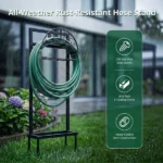 Garden Hose Holder, Water Hose Holder Stand with Storage Basket, Heavy Duty Freestanding Garden Hose Hanger Storage Rack with 4 Spikes for Outside Yard Lawn Farm, Black - Image 9