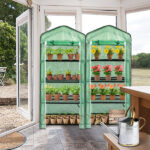 69x49x160cm Black Iron Pipe Pointed Mini Flower Stand With 4 Layers Of Grid, With Zipper Rolling Door, PE Cloth Green House SAME AS99351374 - Image 2