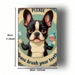 CIFbuy 1pc French Bulldog Metal Sign 2D Flat Cartoon Toothbrushing Plaque, Distressed Wall Art For Home Office Gym Bedroom Decor Motiva TikTok, TikTok, Self-pickup Logiopics - Image 2