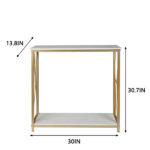 Same Code 95305852 2-Tier Console Table, Gold Sofa Entry Table with White Top and Gold Metal Frame for Home - Image 8