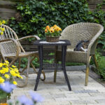 Outdoor Wicker Side Table, Rattan End Table with Glass Top, Patio Coffee Bistro Table for Indoor Garden Porch Balcony, Black - Image 12