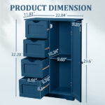 Navy blue, MDF with paint finish and melamine veneer, vertical stripes, 56*30*82.5cm, 4 drawers, 1 door, bathroom vanity - Image 6