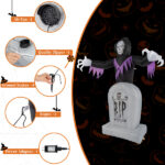 8ft Garden 3pcs LED String Lights Grim Reaper and Grave Inflatable Halloween Decoration - Image 12