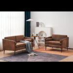 97*71*74cm 1.5 Seats Hot Stamping Cloth Surrounding Chair With Pillow Indoor Circle Chair Dark Brown - Image 12