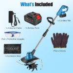 Cordless Tiller Cultivator,800W Electric Cordless Tiller Cultivator, 21V Battery Powered Soil Tiller with 6.69" Depth 8.66" Width, Handheld Garden Cultivator for Garden Yard Planting - Image 2