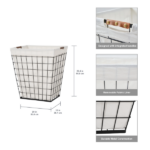 75L Rectangular Steel Wire Laundry Hamper with Removable Liner, Natural, Adult - Image 2