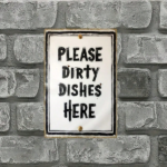 CIFbuy Funny Dirty Dishes Sign Rustic Metal Tin Sign, Black & White Dishwasher-Free Zone Label Humorous, Kitchen Decor Durable 2D Flat Wa RustikTok, RustikTok, el Humorous Self-k ckup Logiop Wa Zone - Image 2