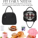 Beige Lingge Waterproof Insulated Lunch Box Bag, Large Capacity Portable Lunch Box Bag - Image 2