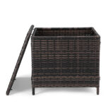 Outdoor PE Wicker Side Table with Storage, Patio Rattan End Table Square Container for Furniture Covers, Toys and Gardening Tools, Brown - Image 12