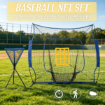 Blue Portable Baseball Practice Net Set with 7.5x7ft Catcher Net Ball Caddy Batting Tee - Hitting Pitching Batting Catching Equipment - Image 7
