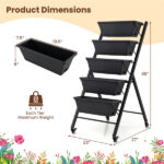Vertical 5-Tier Raised Garden Bed with Wheels & Removable Planter Boxes for Patio Balcony - Image 3