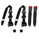 2pcs Seat Belt 3 Point Universal Retractable Safety Belt Black