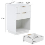 White P2 Density Board Wavy Pattern Drawer Front Two-Drawer Bedside Cabinet - Image 7