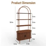 Arched Ceiling + 4-Layer Open Shelving + Double-Door Roller Shutter Display Case Locker with Black US Standard Socket (1USB+1Type-C) & Particleboard Melamine Veneer & Painted Iron Pipe 31.5*13.78*70.87in Walnut - Image 5