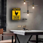 CIFbuy 1PC 2D Flat Metal Sign, Yellow Background Black Rooster Chicken Crossing Warning Sign, Vintage Classic Wall Art Decor For Home G TikTok, TikTok, me G Self-pickup Logiopics - Image 5