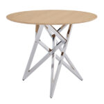 37Inch Round Dining Table, Small Round Kitchen Table With Silver Metal Legs, Suitable For 2 To 4 People, Modern Dining Room Table, Burlywood. - Image 5