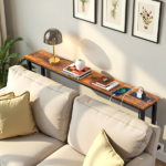 Same Code 75403889 39.4" Narrow Console Sofa Table with Power Outlets and USB Ports, Skinny Couch Table with Metal Frame and Charge Station with 4.9ft Extension Cord, Rustic Brown - Image 14