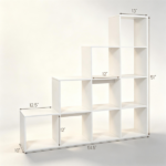 White Stepped 10-Cube Open Bookshelf 4-Tier Engineered Wood Storage Display Rack with Anti-Tipping Kits, Freestanding Book Organizer for Living Room Bedroom Hallway Office - Image 6