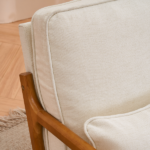 Same Code 16753613 Oak Armrest Oak Upholstered Single Lounge Chair Indoor Lounge Chair Off-White - Image 14