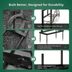 Garden Hose Holder, Water Hose Holder Stand with Storage Basket, Heavy Duty Freestanding Garden Hose Hanger Storage Rack with 4 Spikes for Outside Yard Lawn Farm, Bronze - Image 6