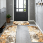 Three-piece kitchen rug set, non-slip and washable, abstract pattern kitchen hallway rug, soft and comfortable, suitable for sinks, floors, entrances, hallways and bathrooms. - Image 9