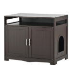 Litter Box Enclosure, Cat Litter Box Furniture with Hidden Plug, 2 Doors,Indoor Cat Washroom Storage Bench Side Table Cat House, Large Wooden Enclused Litter Box House, Esspresso - Image 12