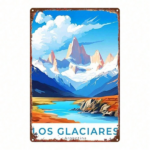CIFbuy 1pc Vintage Metal Sign Argentina Los Glaciares Snow Mountain Lake View, Distressed Wall Art Decorative Painting For Home Cafe TikTok, TikTok, Self-pickup Logiopics