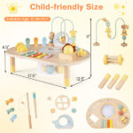 7-in-1 Wooden Baby Activity Table 12M+ Sensory Play Table with Music & Shape Sorting - Image 3