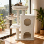 Beige 33.5" Multi-Level Cat Tree with 2-Tier Condo, Sisal Scratching Posts & Anti-Toppling Device for Cats - Image 8