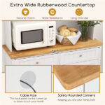 68-Inch Tilting Trash Cabinet with Hidden Trash Can & Multi-Storage Compartments, White & Natural Wood - Image 8