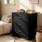 3-Drawer Chest with Textured Finish Drawer Dresser 22.05*12.99*25.98in Black - Image 13