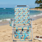 17 Inch Seat Height Beach Chair for Adults, Folding Portable Camping Chair with Headrest, Cup Holder, Side Pocket & Bottom Storage Bag, 7-Position Adjustable Aluminum Beach Chair, Heavy Duty 265 LBS Capacity, Oxford Fabric for Beach, Patio, Pool, Vintage Summer Print - Image 20