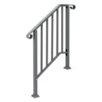 Silver Outdoor 2-Step Iron Handrail - Image 3