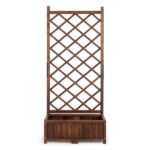 Wood Planter Raised Garden Bed with Trellis, 67 Inch Height Outdoor Garden Flower Standing Planter Box Lattice Panels with Planter for Patio Porch with Drainage Holes, Brown - Image 4