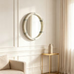 30.75" Natural Wood Round Mirror – Farmhouse Wall Decor, Suitable for Living Room and Bedroom Wall Decoration - Image 4